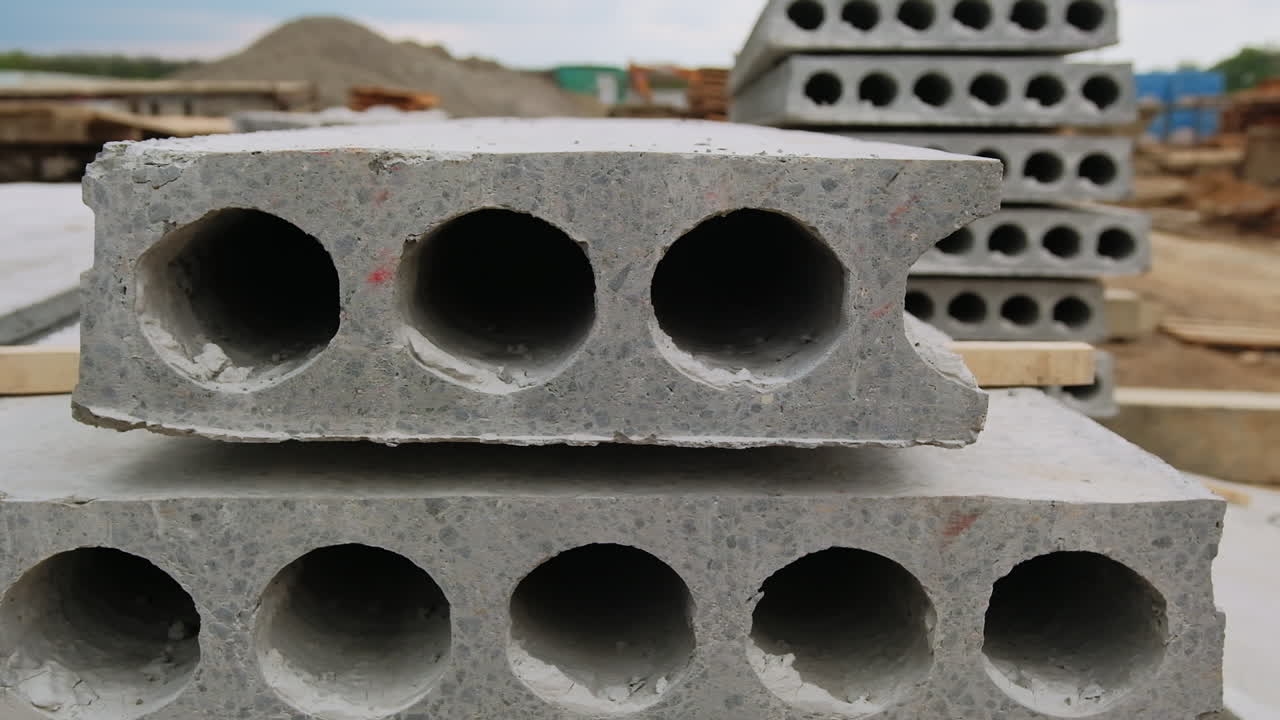 Precast Concrete Beams on Construction Site