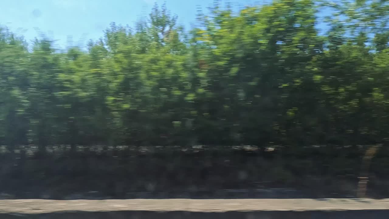 기차 에서 들판 과 초록색 의 경치 가 아름답다