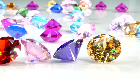 colorful gems on white background