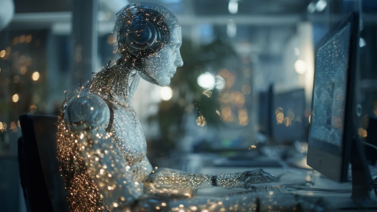 A Futuristic Glimpse of an Advanced Robotic Entity Engaging with ...