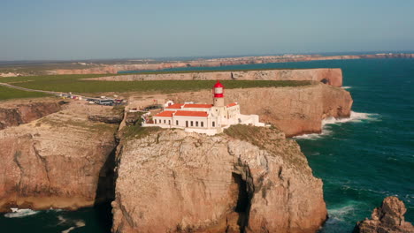 aerial: the light of cabo de são vicente in portugal