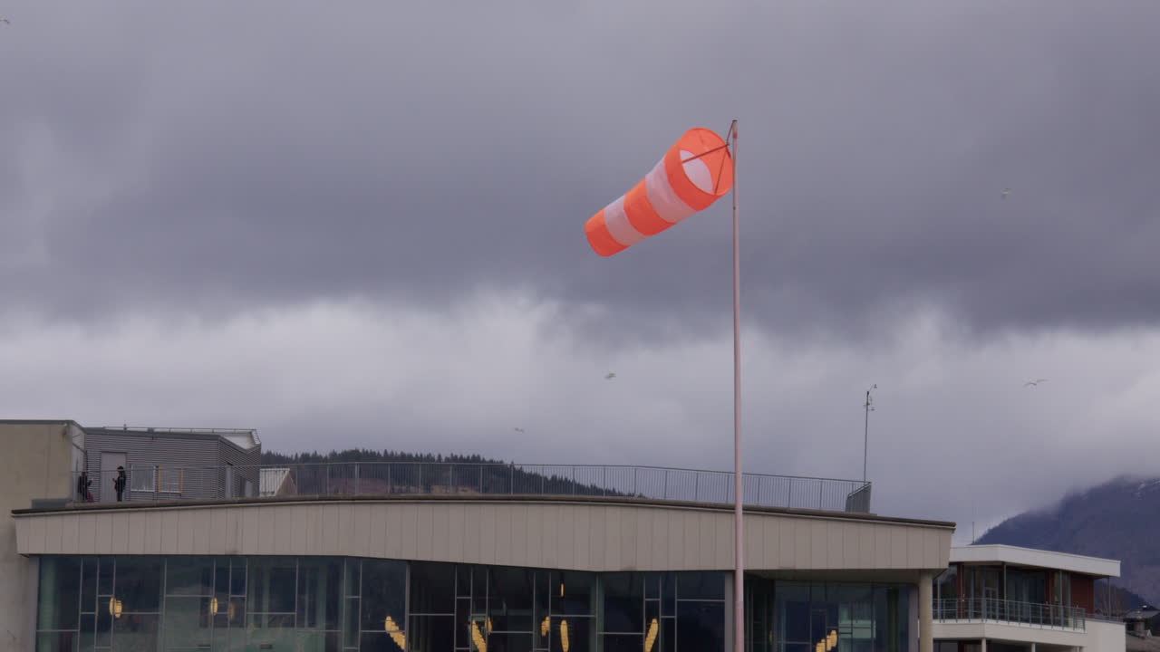 wide shot Wind sock moving in the wind