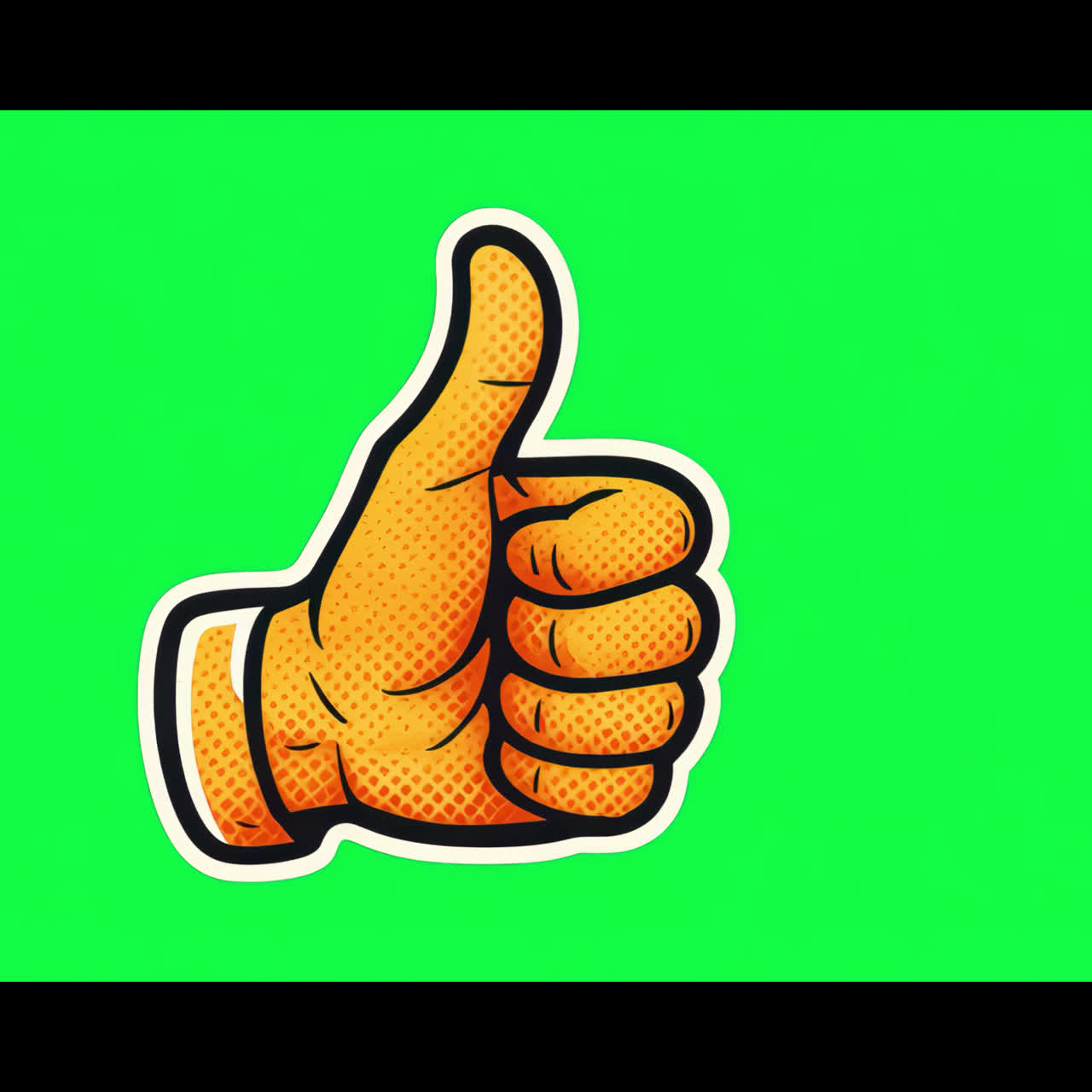 Retro thumbs-up comic illustration animation isolated asset, transparent 4K video, alpha channel