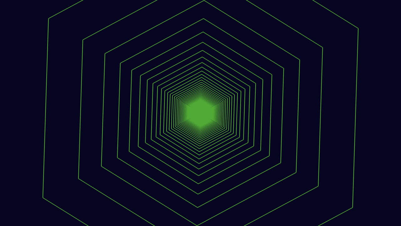 espiral de hexágonos futuristas patrón en vértigo en el gradiente negro