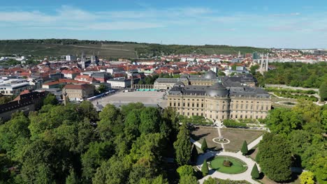 Wuzburg-Residencia-Alemania-Panorámica-Drone-Vista-Aérea-4k