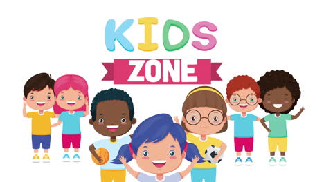 interracial little kids friends with kids zone lettering