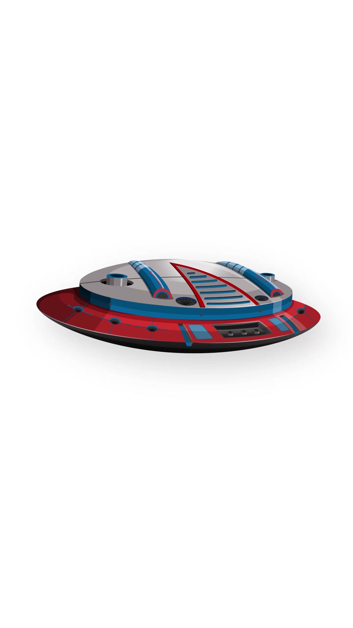 Animated 3D Model of a Futuristic Red and Blue Spaceship