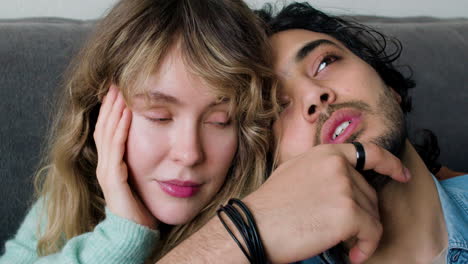 young couple relaxing at home