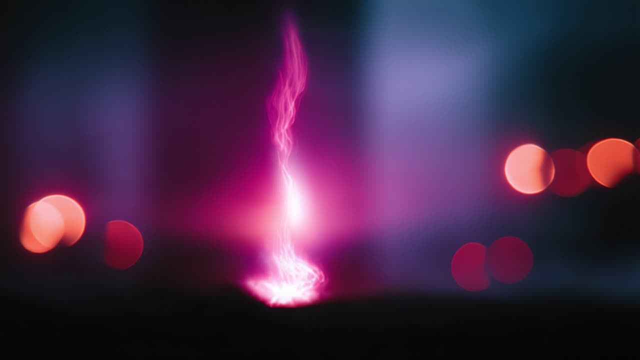 En fantastisk visuel fremvisning af levende lyserødt lynenergi, der brager gennem et mørkt område og fanger med sine elektriske nuancer og dynamiske lyseffekter