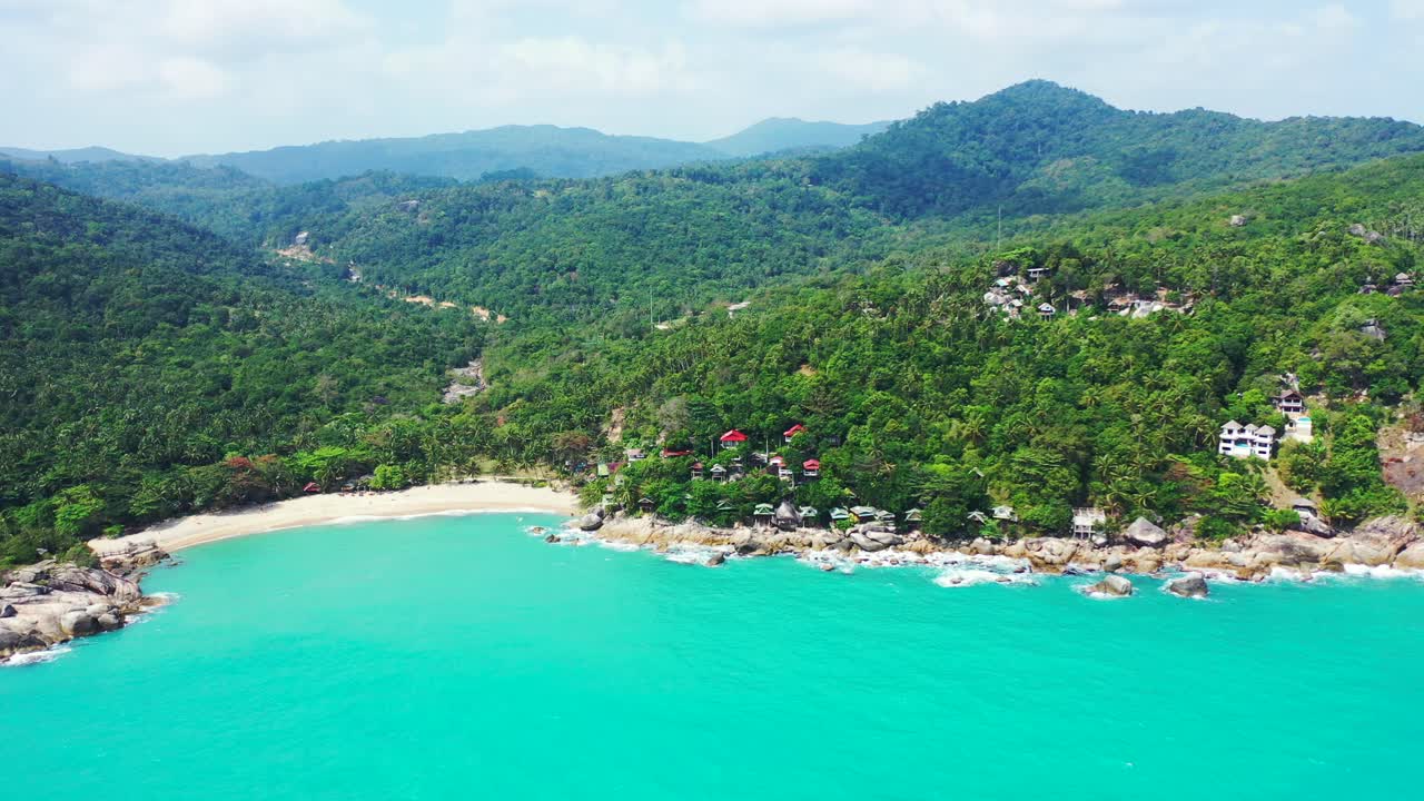 Beautiful secluded sandy beach on Thailand. aerial panorama