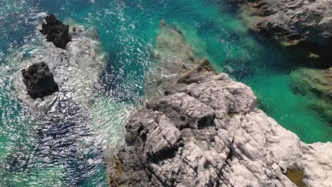 Aerial-view-of-Zakynthos-island,-caves