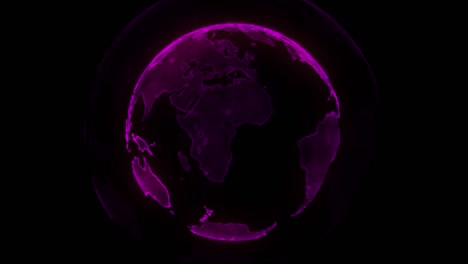 planeta de neón digital de la tierra globo giratorio con continentes brillantes animación 3d con tierra digital y partículas concepto de negocio global abstracto