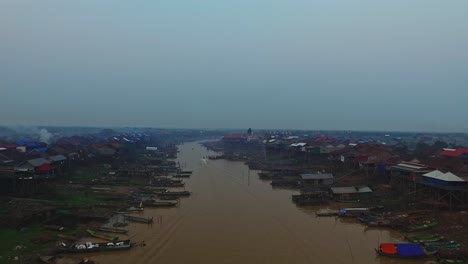 flying over the kompong khleang floating village of cambodia - aerial