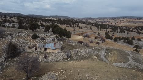 alone house outside the city with nostalgic stone walls