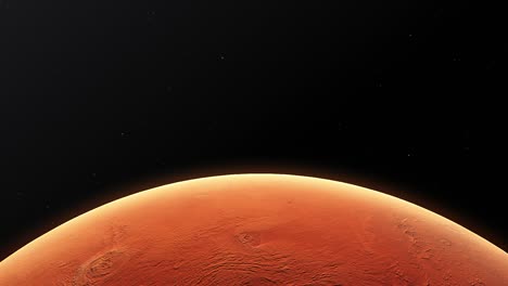 tomada de primer plano del planeta rojo marte está girando en el espacio exterior con estrellas en fondo negro en resolución 4k