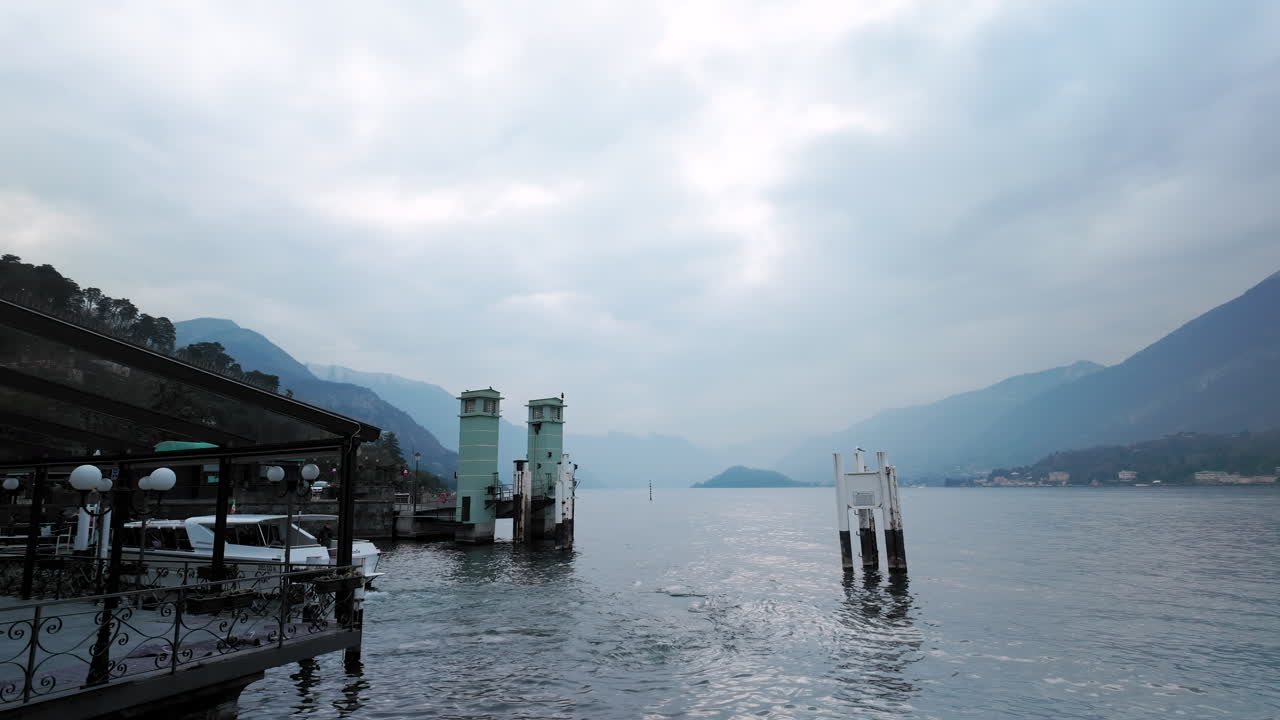 Fixed shot on the coast of Varenna, Lake Como, Italy