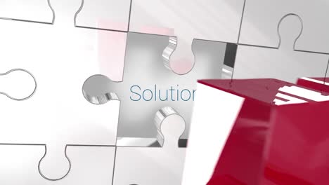 key unlocking red piece of puzzle showing solution