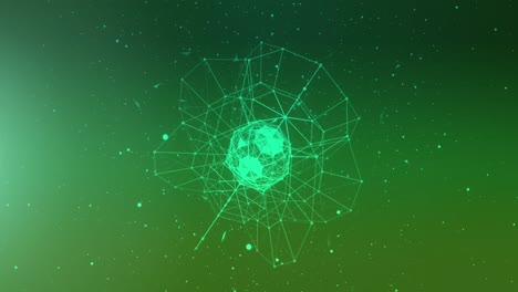 animation of globe with network of connections over green background