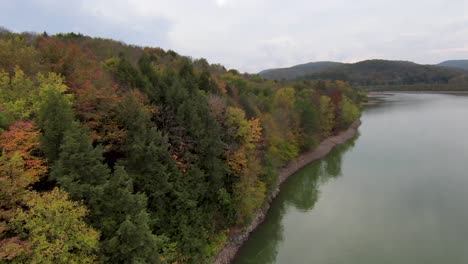 Flying-along-water-in-Autumn