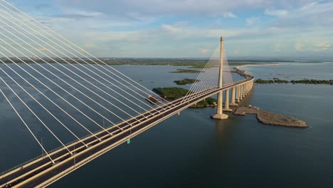 cebu cordova link expressway, late afternoon fly-by aerial toward mactan