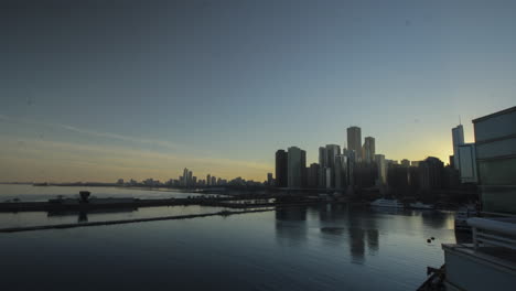 timelapse of sun going behind chicago city skyline