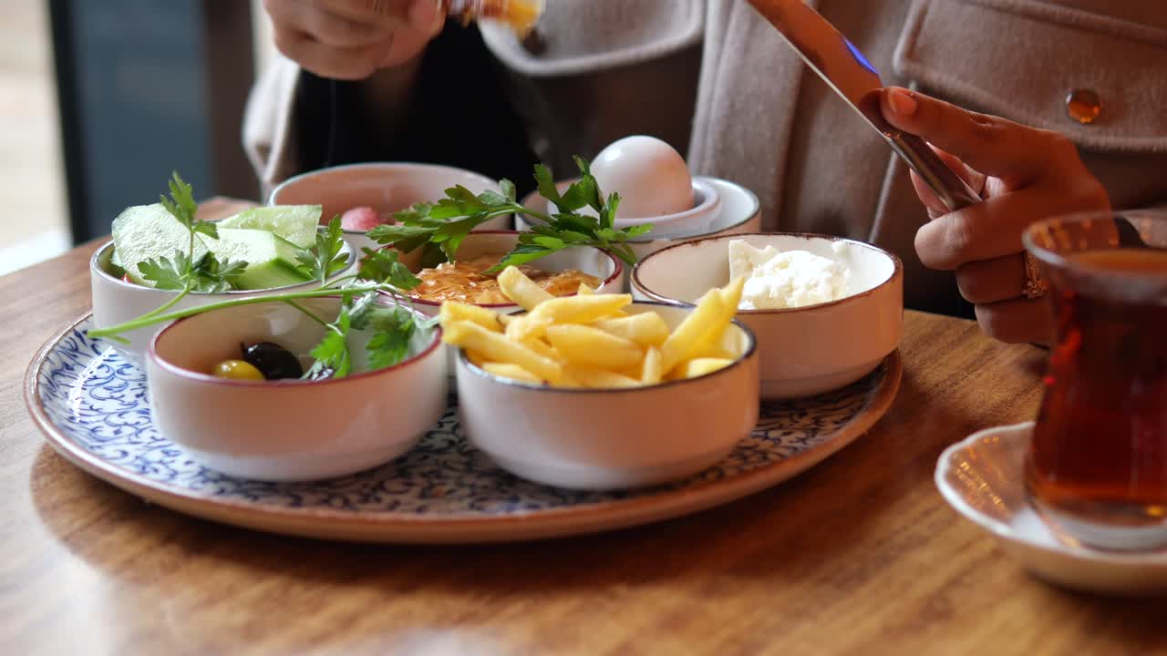 Breakfast on a wooden table