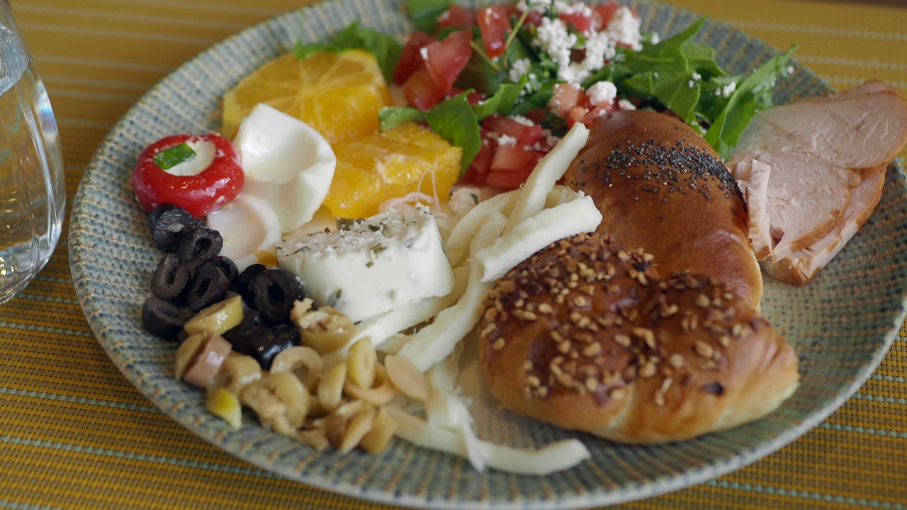 Delicious and Healthy Breakfast Plate with Assorted Foods