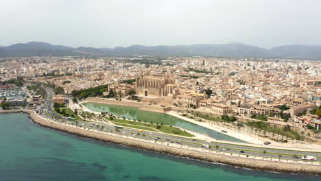 historical coastal palma city with cathedral of santa maria, mallorca