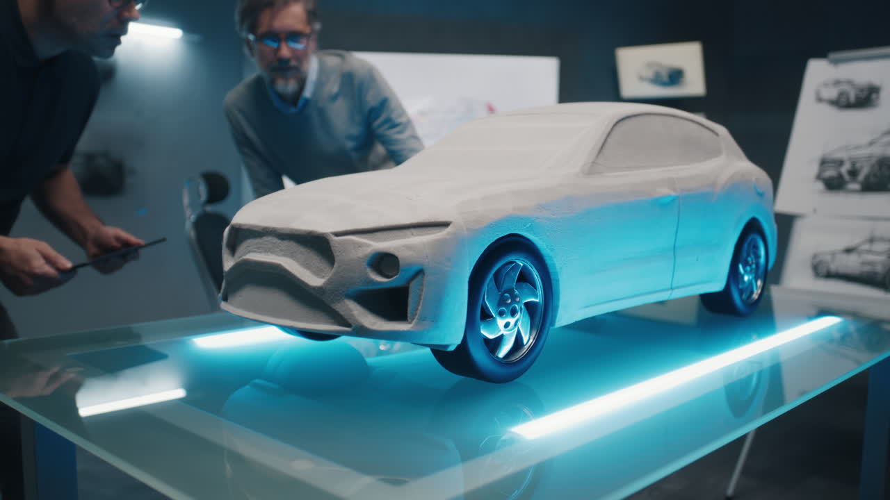 Car Design Review in a Modern Studio