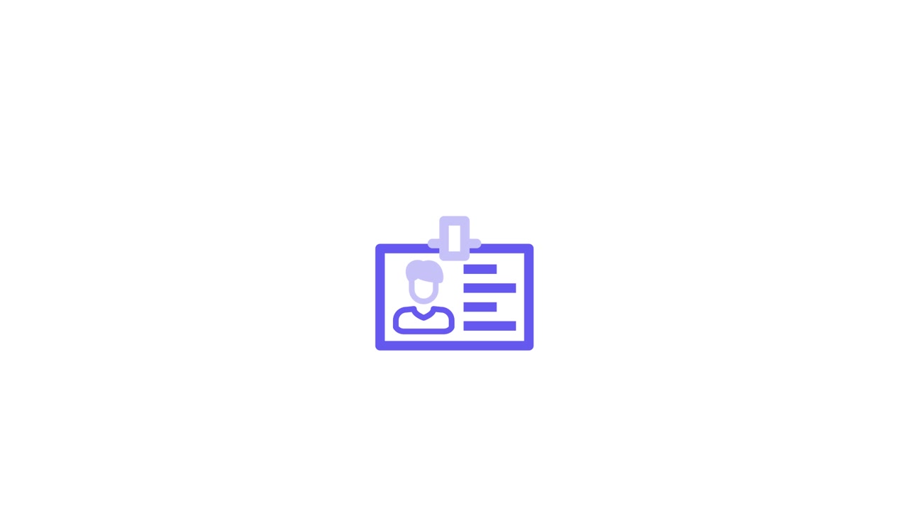 Animated Identification Badge Icon on White Background