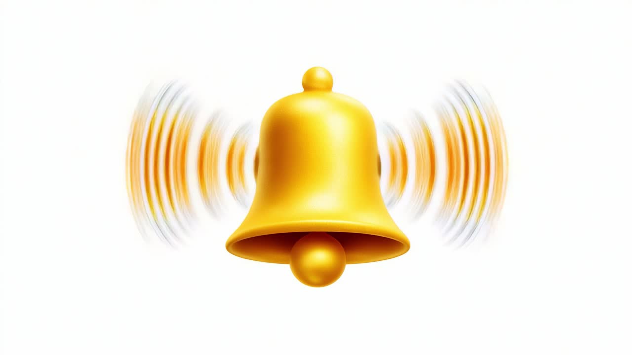 A Vibrant Golden Bell Emitting Sound Waves, Capturing the Essence of Communication and Alerts, Signifying Notification and Attention in a Minimalistic Style