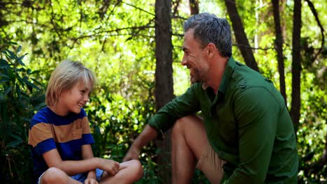 father and son interacting with each other in the park