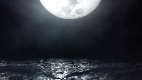 moonlight reflecting on water waves seascape seamless loop closeup