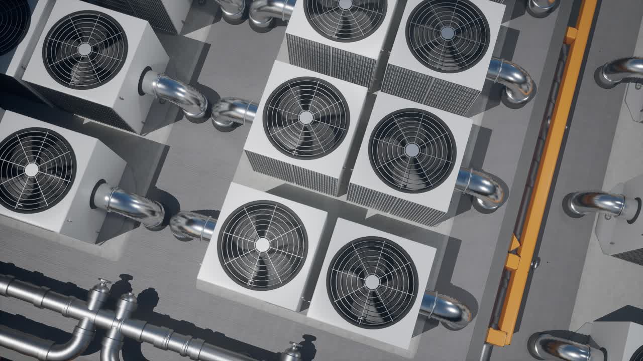Array of HVAC Units on a Rooftop of a Modern Building