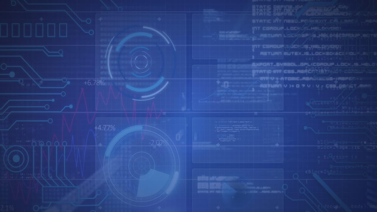Animation of interface with round scanner, microprocessor connections and data processing