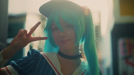 cosplayer in hatsune miku cosplay