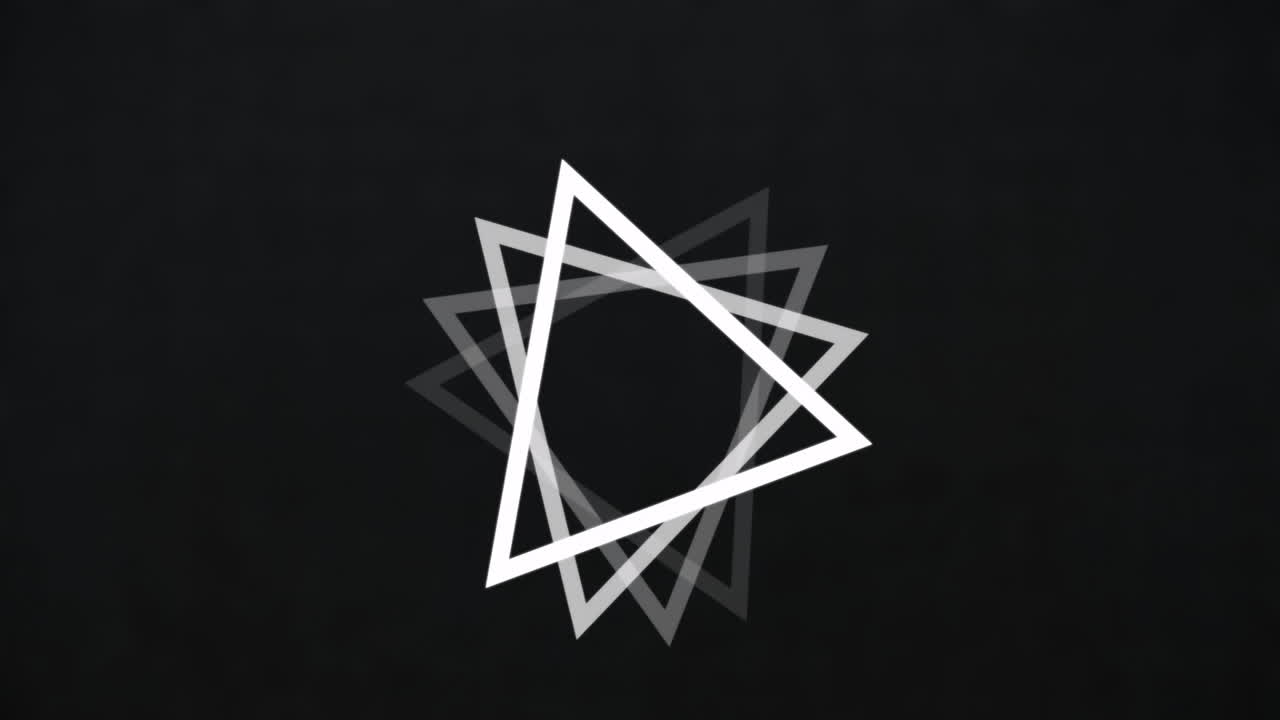Animation of white line triangle rotating on black background