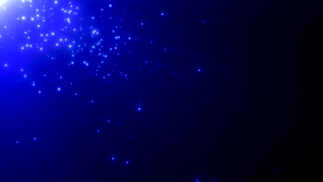 flying random blue stars and space dust in black galaxy