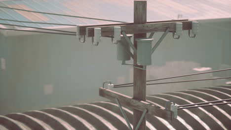 close up of an old wooden electricity pole