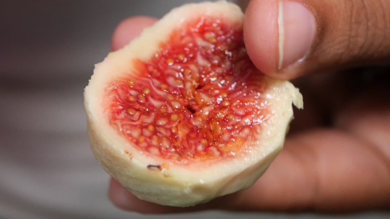 Close-up of a cut fig
