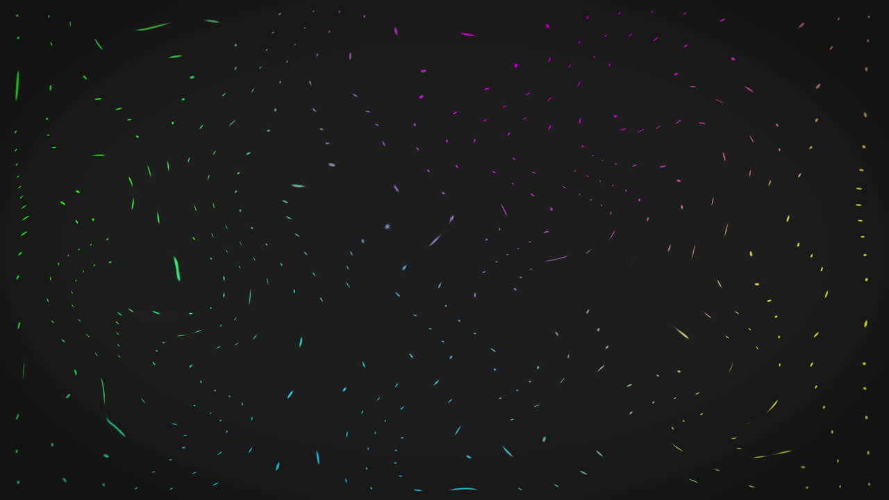 animación de puntos brillantes y líneas de luz colorida que se mueven rápidamente sobre un fondo negro