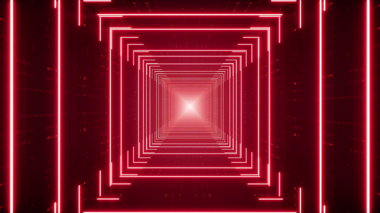 túnel de luz roja cuadrado geométrico brillante