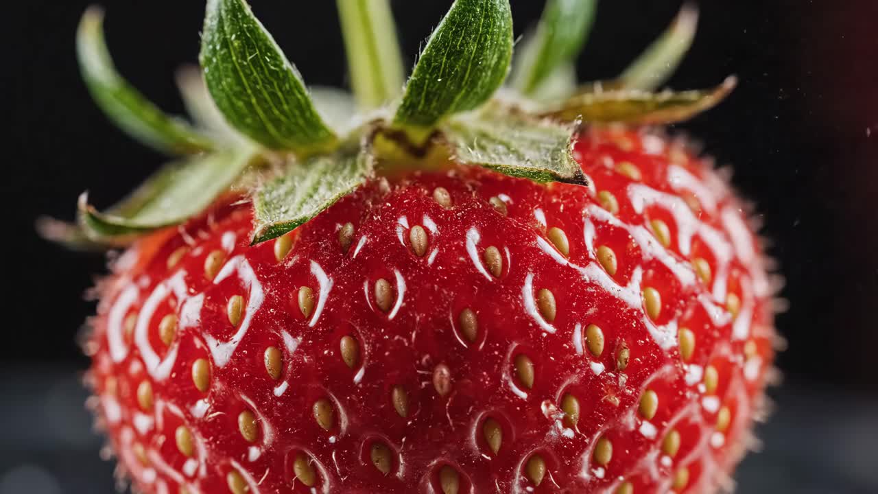 Close-up of a Fresh Strawberry with Water Droplets