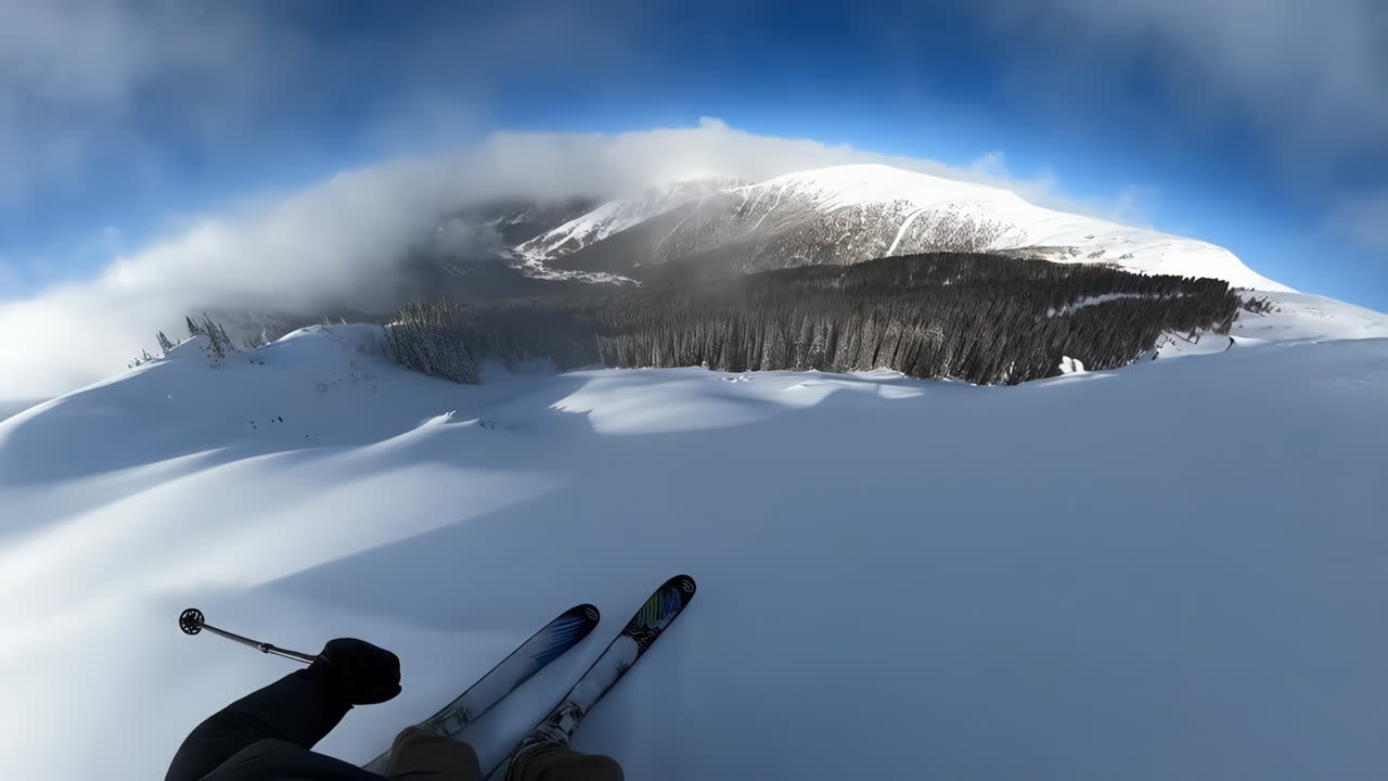 Epic Backcountry Skiing Adventure in Snow-Covered Mountains