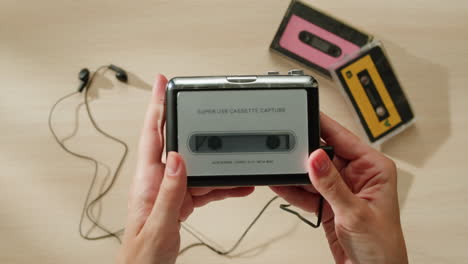 vintage cassette player and tapes