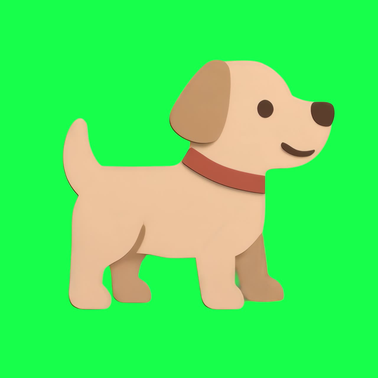 Cute cartoon puppy illustration animation, transparent 4K video, green screen