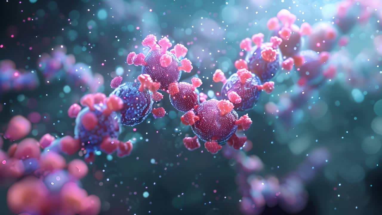 Abstract Microscopic View of Viruses or Coronavirus Particles