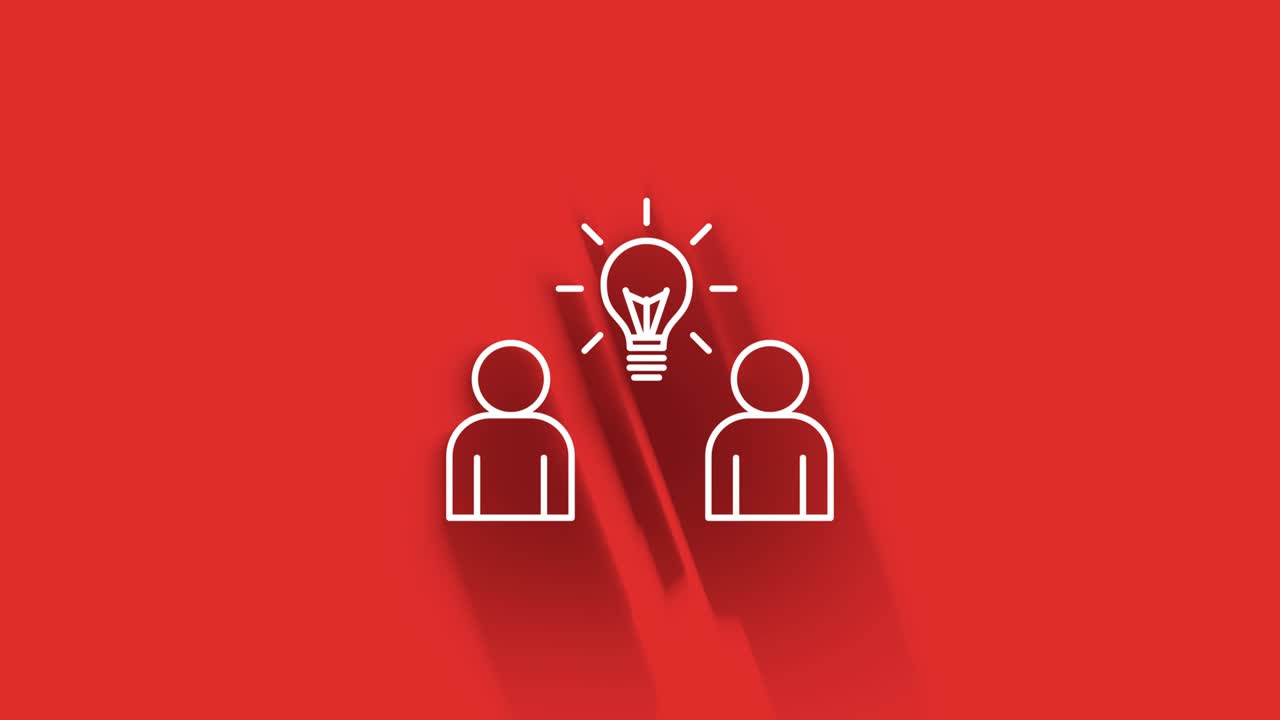 diseño de icono de sombra larga aislado en fondo rojo. contorno de icono web. gráficos en movimiento.