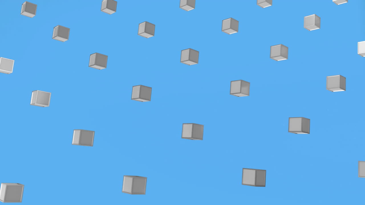 파란색 배경의 3d 회색 사각형