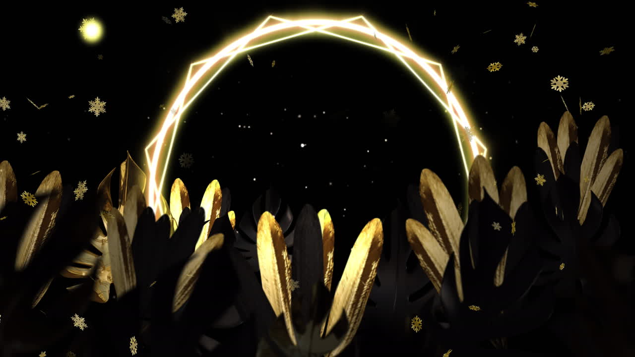 검은색 배경에 박이는 프레임 위에 눈이 떨어지는 애니메이션